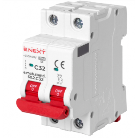 Enext e.mcb.stand.60.2.C32, 2р, 32А, C, 6кА Модульный автоматический выключатель